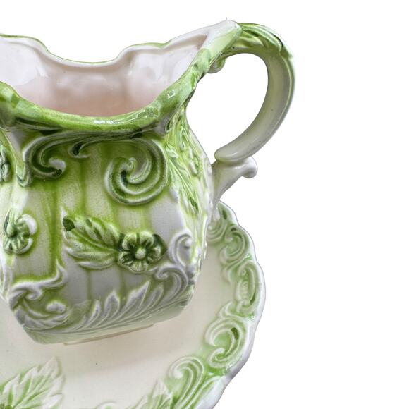 Inarco Creamer w/ Saucer Green to White Ombre Hexagon Shape - Picture 5 of 8